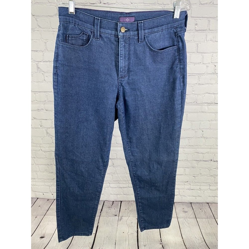 NYDJ Mid Rise Dark Wash Stretch Jewel Pockets Denim Jeans Sz 10 W31 I26